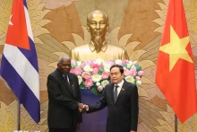 越南国会主席陈青敏和古巴全国人民政权代表大会主席埃斯特万·拉索·埃尔南德斯。
