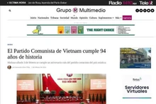 乌拉圭媒体集团Grupo Multimedio在纸质报纸和新闻网上发表赞扬越南共产党的系列文章三篇。