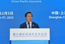 越南政府副总理陈红河发表讲话。