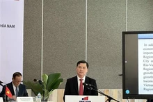 巴地头顿省人民委员会副主席阮公荣在研讨会上发表讲话。