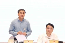 越南卫生部副部长陈文瞬回答记者的提问。