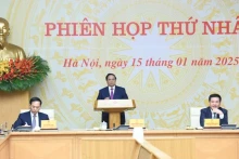 越南政府总理范明正出席会议。