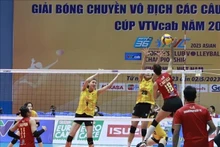 越南女子排球队Sport Center一号（黄衣）以3-2战胜泰国队，获得冠军。