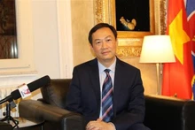 越南驻意大利大使杨海兴接受越通社记者的采访。