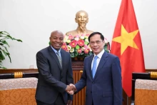 越南政府副总理兼外交部长裴青山与坦桑尼亚外交与东非合作部副部长科萨托·戴维·楚米。