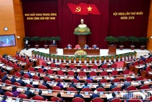越南共产党第十三届中央委员会第十次全体会议隆重开幕。（登科 摄）