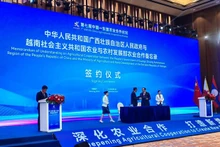 越南农业与农村发展部和中国广西壮族自治区人民政府之间农业合作备忘录签约仪式。