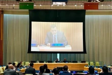 越南常驻联合国代表团团长邓黄江大使发表讲话。