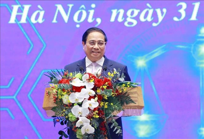 越南政府总理范明正在仪式上发表讲话。图自越通社 越南政府总理范明正在仪式上发表讲话。图自越通社