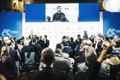 乌克兰总统泽连斯基（Zelensky）在2025年慕尼黑安全会议上致辞。（图片来源：美联社）