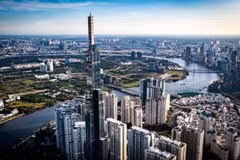 从高空俯瞰胡志明市一角。