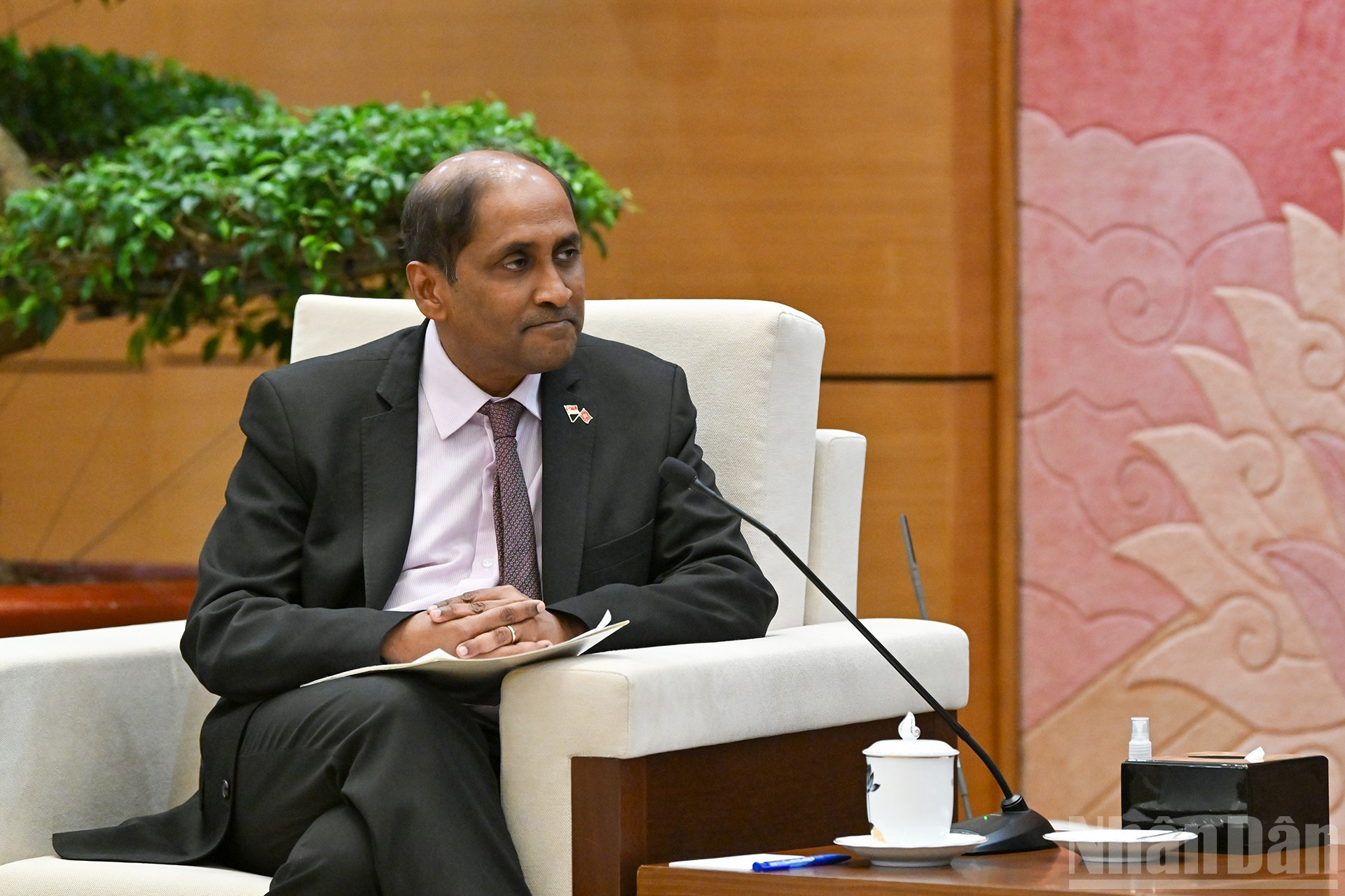 新加坡驻越南大使贾亚·拉特南出席会见。 新加坡驻越南大使贾亚·拉特南出席会见。