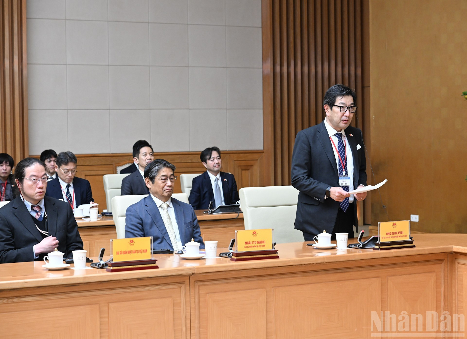 日本-湄公河经济委员会主席、伊藤忠商事株式会社（Itochu）董事长兼首席执行官石井启太（Keita Ishii）在会上发表讲话。