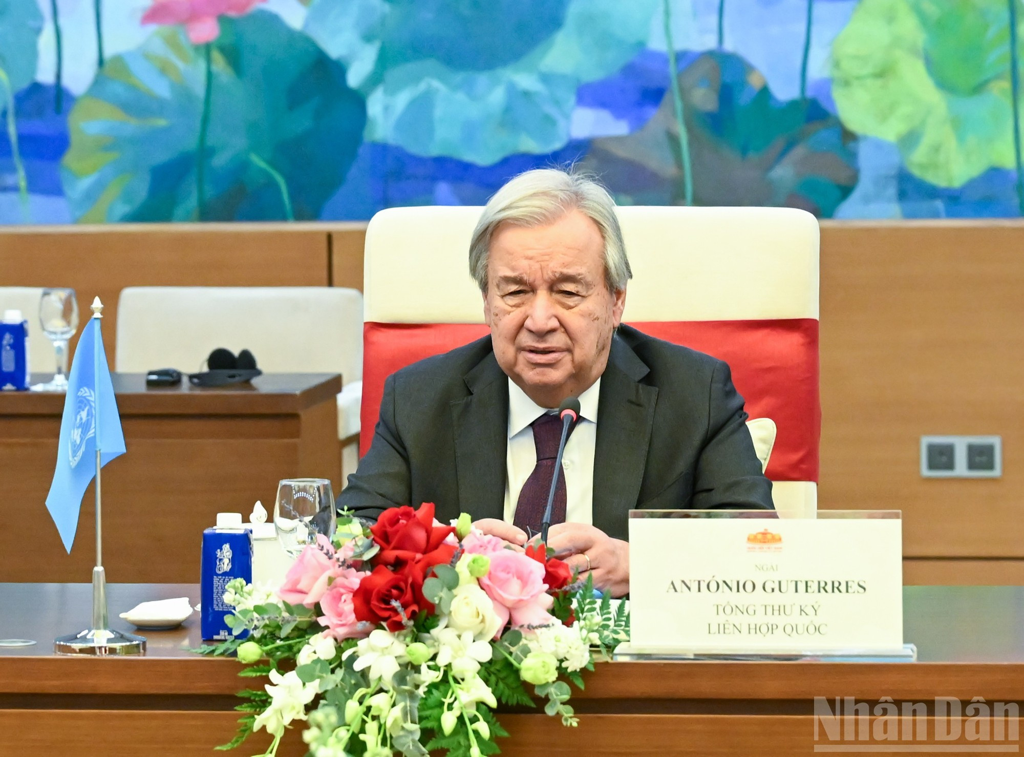 联合国秘书长安东尼奥·古特雷斯在会上发表讲话。 联合国秘书长安东尼奥·古特雷斯在会上发表讲话。