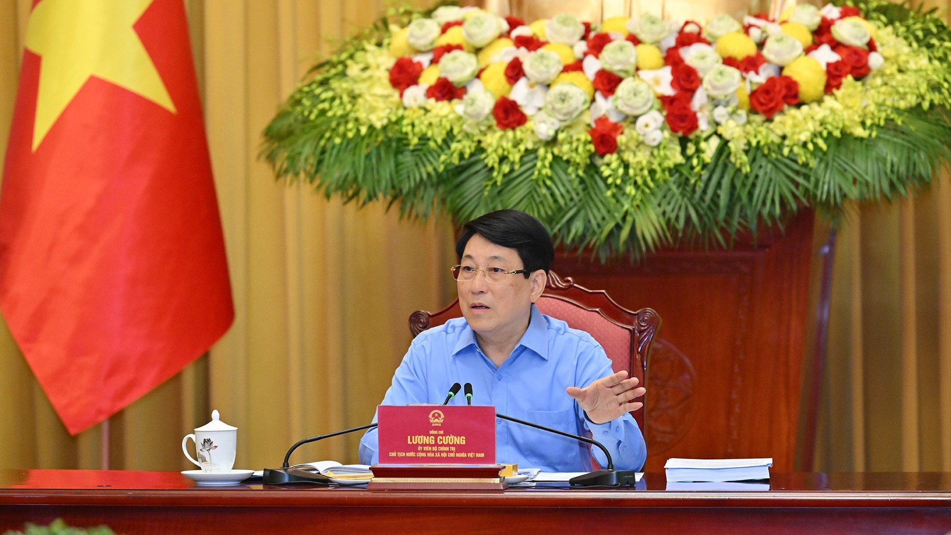 国家主席梁强与广宁省委就落实越共十三大十一中全会决议召开会议【组图】