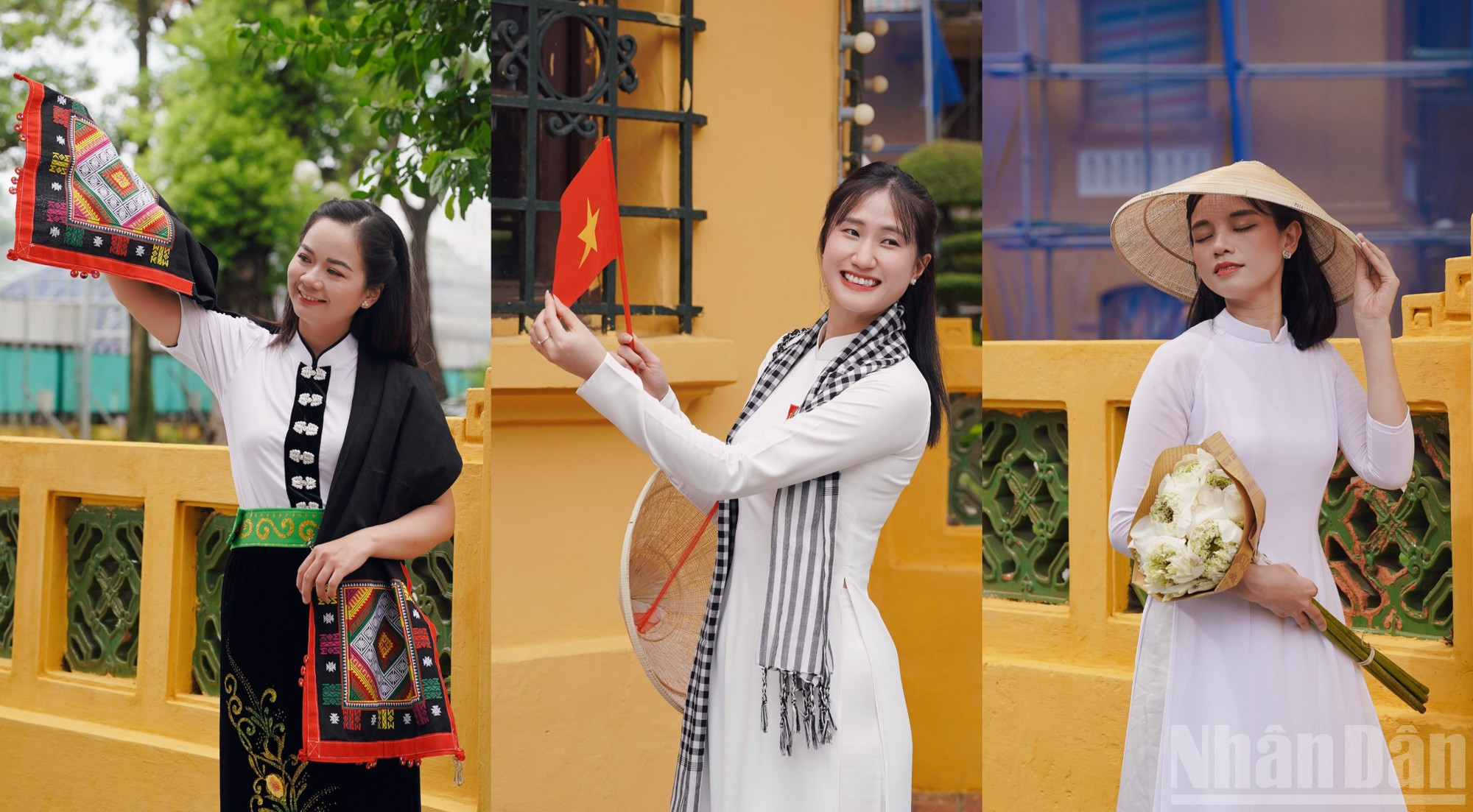 许多人选择白色和红色的奥黛，搭配彰显爱国主义情怀的配饰，例如带有金星的红旗、尖顶帽和南方围巾。有些人还会穿着引人注目的民族服装。