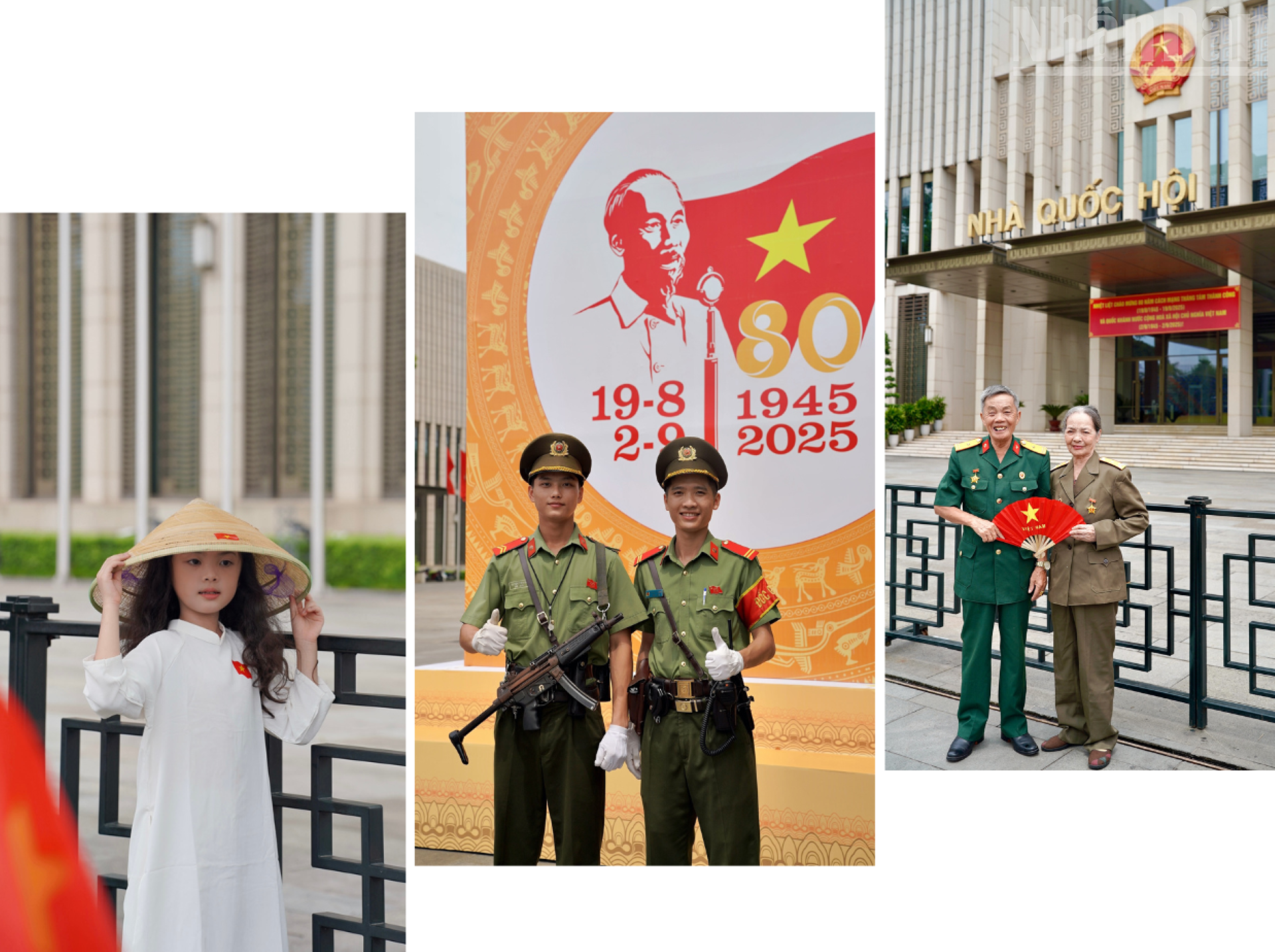 不同年岁的人民在巴亭广场拍摄留念。