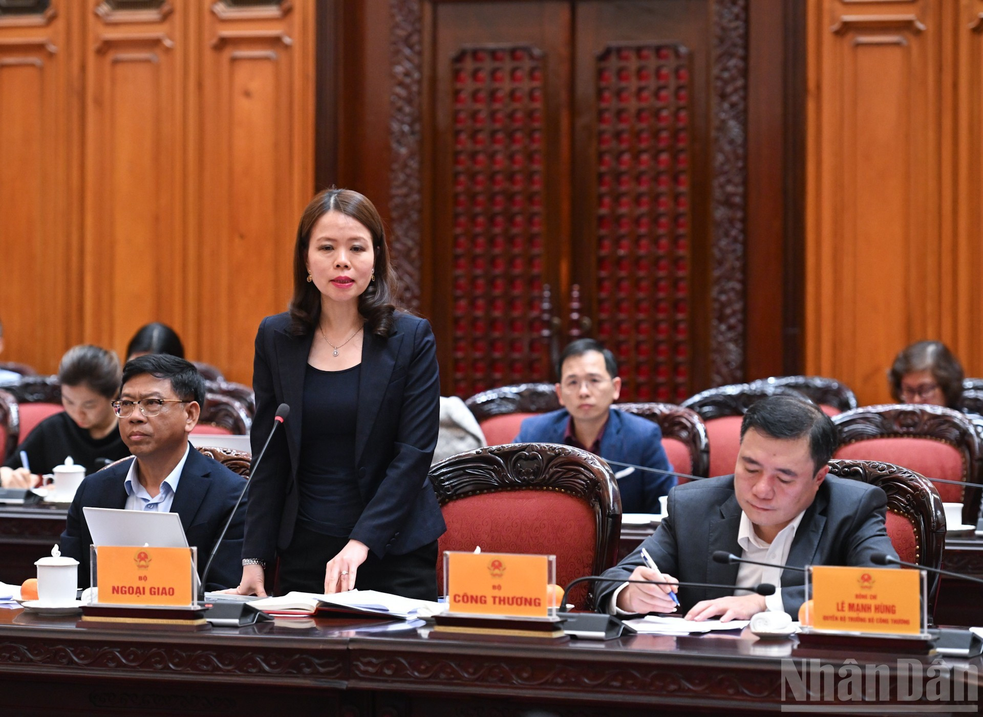 外交部副部长阮明姮在会上发表讲话。