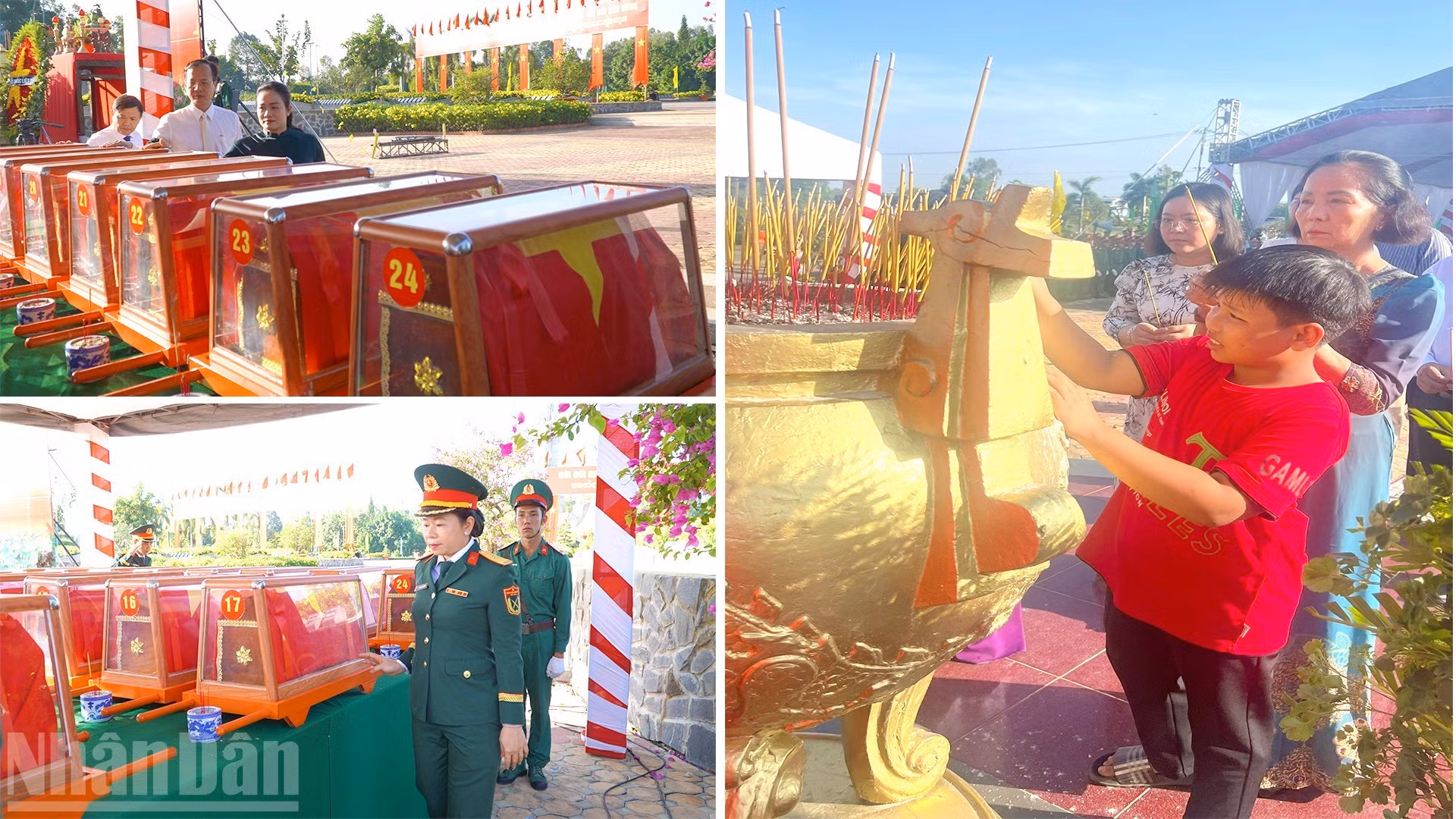 省领导人以及烈士家属敬香缅怀英雄烈士。