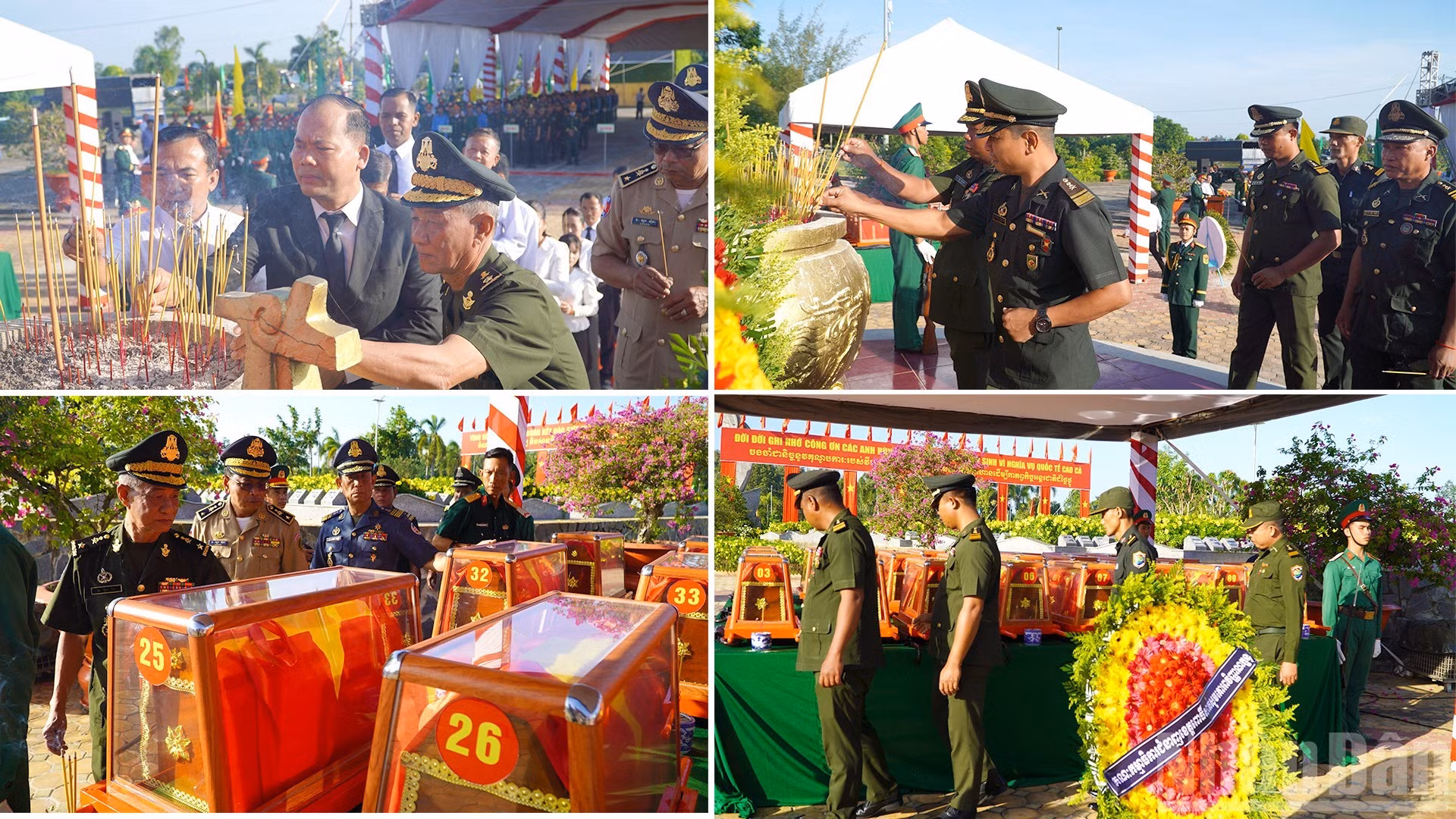 柬埔寨王国波萝勉省和菩萨省代表敬香缅怀英雄烈士们。