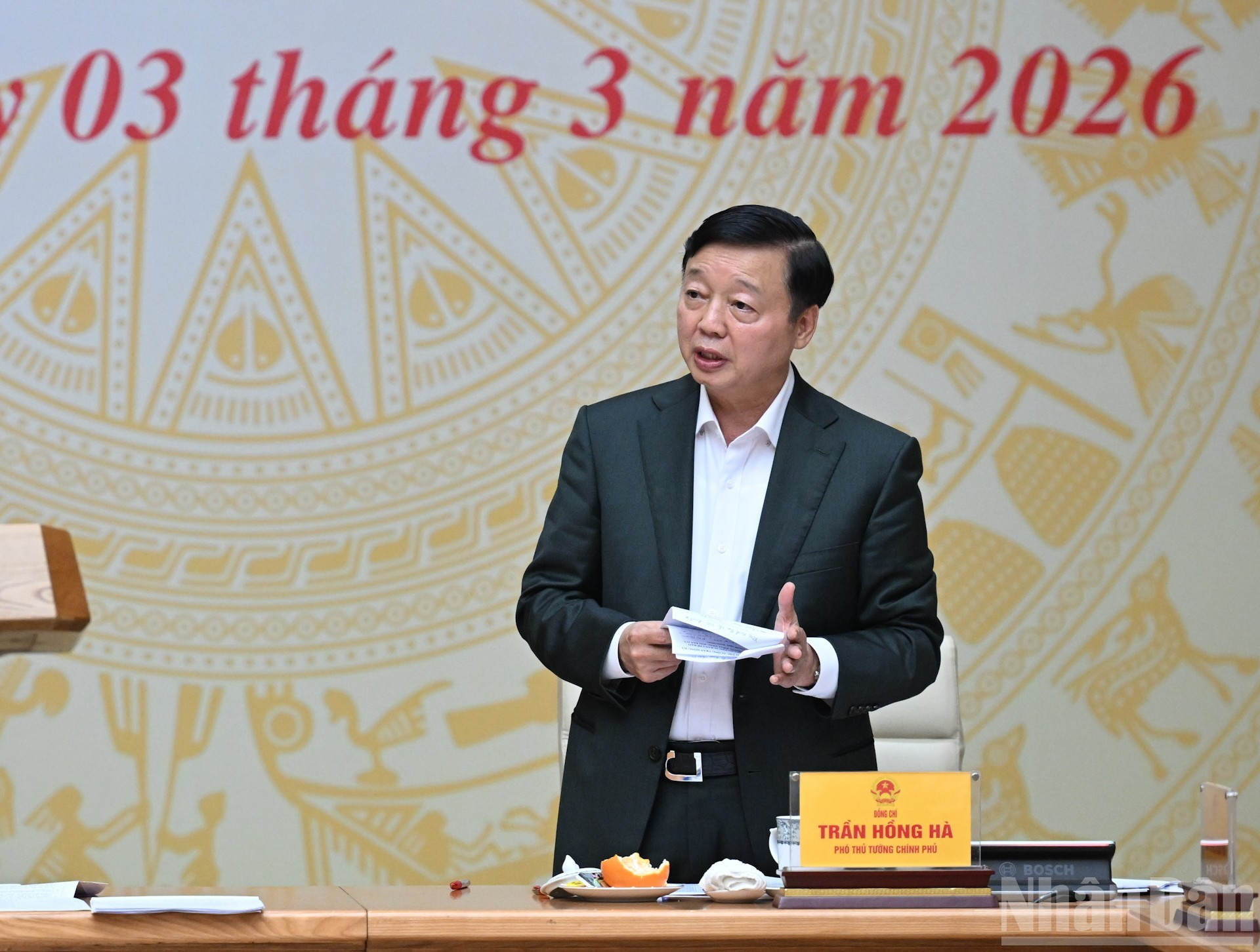 陈红河副总理在会上发表讲话。