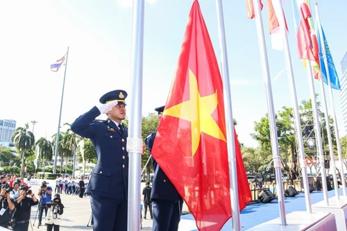 越南国旗升旗仪式。