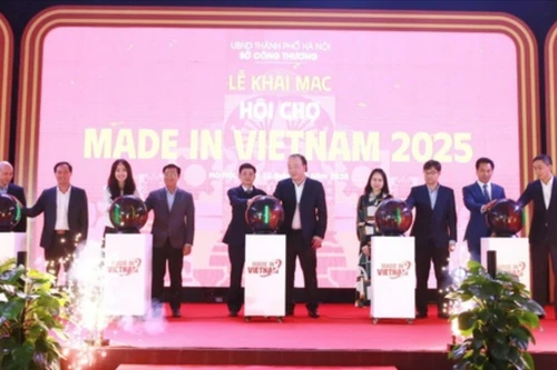 12月12日晚，河内工贸局在河内和平公园举行 2025年“越南制造”展会开幕式。