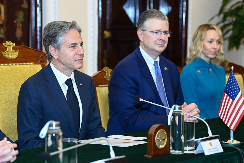 美国国务卿安东尼·布林肯发表讲话。 美国国务卿安东尼·布林肯发表讲话。