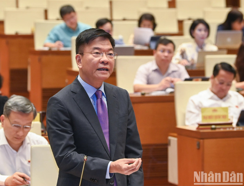 越南政府副总理兼司法部部长黎成龙发表讲话。