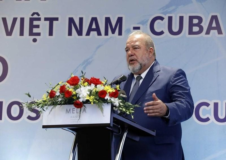 古巴总理曼努埃尔·马雷罗·克鲁斯在论坛上发言。