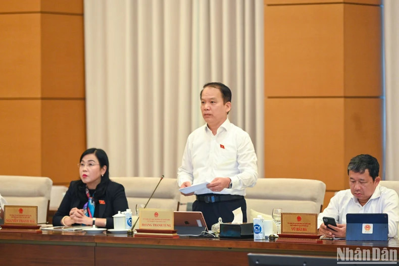 越南国会法律委员会主任黄青松发表讲话。