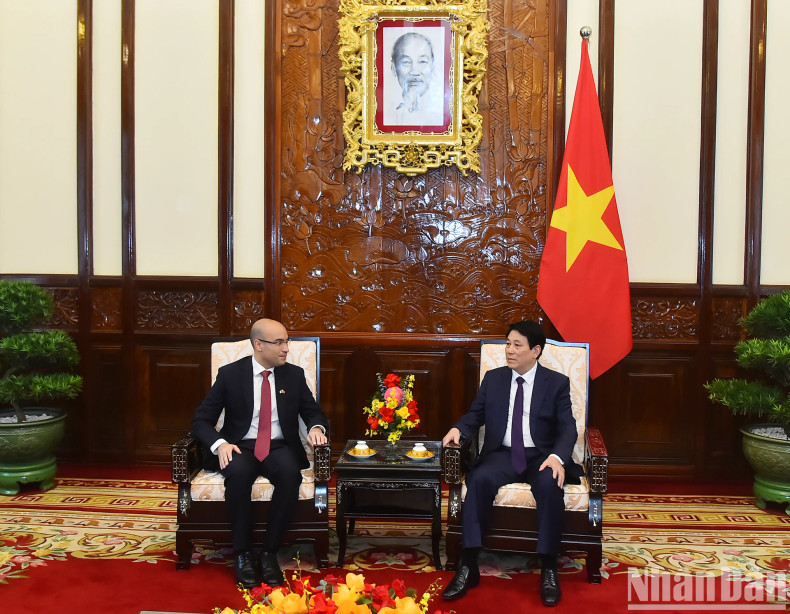 国家主席梁强会见阿尔及利亚驻越南大使索菲安·柴布。