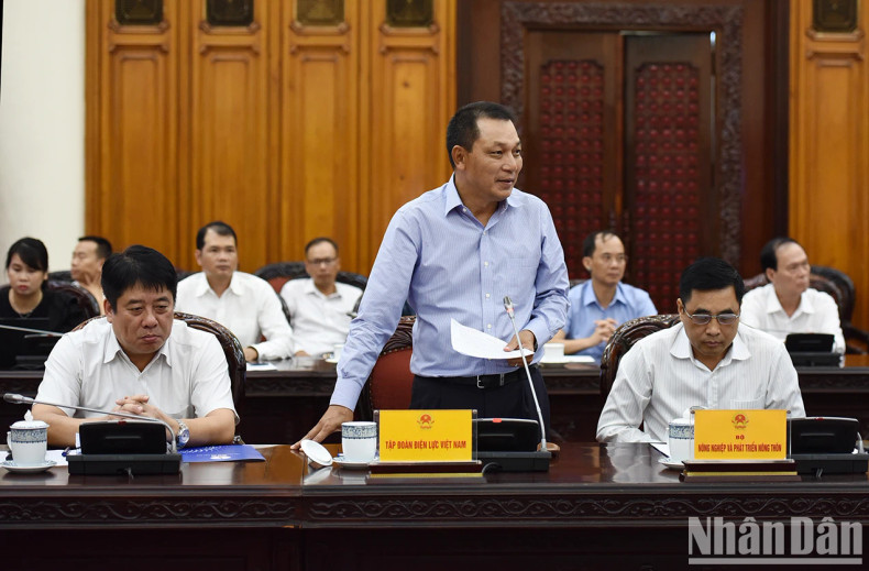 越南电力集团董事长邓黄安汇报关于500千伏三回输电线路项目的施工情况。