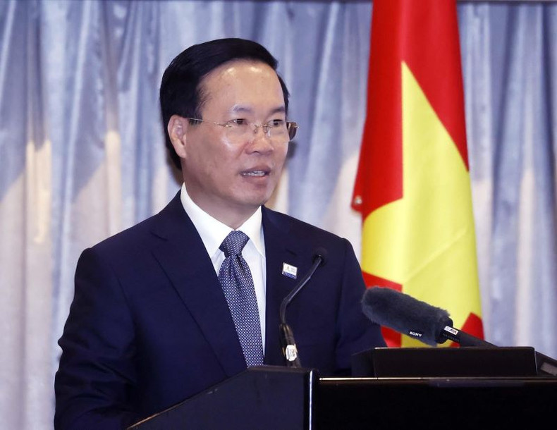 越南国家主席武文赏发表讲话。 越南国家主席武文赏发表讲话。