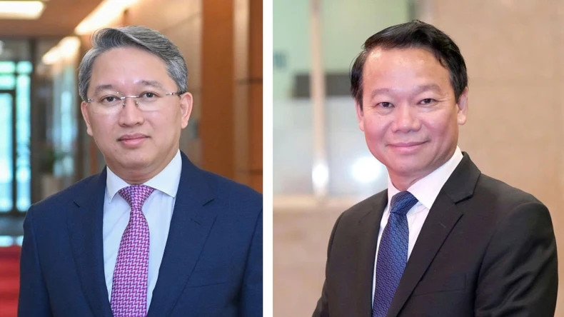 新任自然资源与环境部部长杜德唯，新任司法部部长阮海宁。