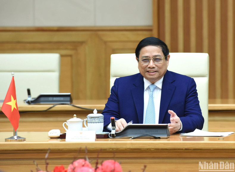 范明正总理在会见德国总统施泰因迈尔时发表讲话。