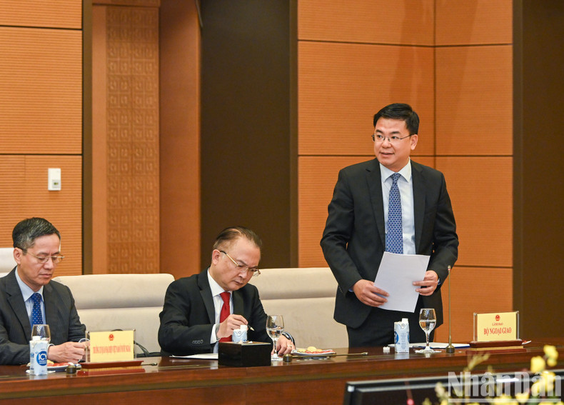 越南外交部副部长范光校发表讲话。 越南外交部副部长范光校发表讲话。