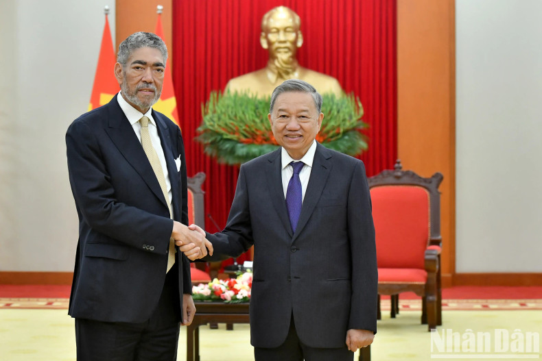 越共中央总书记苏林会见多米尼加左派团结运动总书记、地区一体化政策部部长米格尔·梅希亚。