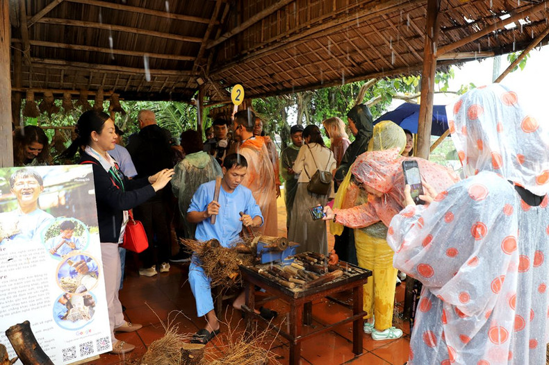 国际友人冒着雨体验茶桂蔬菜村。（图片来源：TITC）