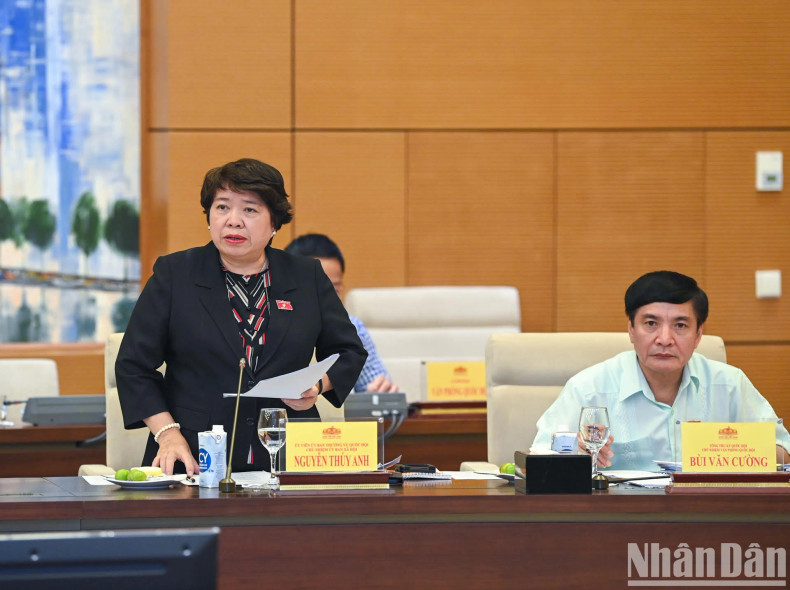 国会社会委员会主任阮翠英发表讲话。 国会社会委员会主任阮翠英发表讲话。