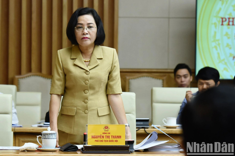 国会副主席阮氏青在会上发表讲话。