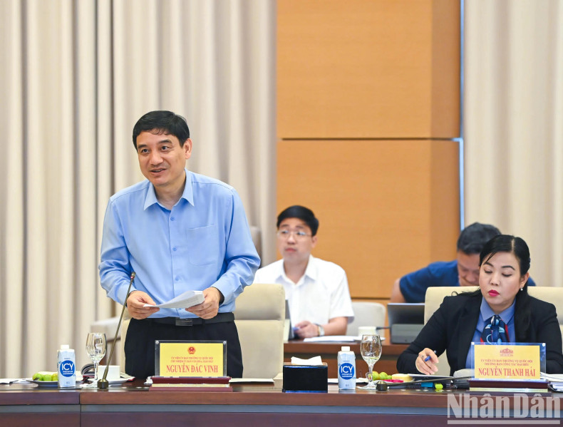 国会文化教育委员会主任阮得荣发表讲话。 国会文化教育委员会主任阮得荣发表讲话。