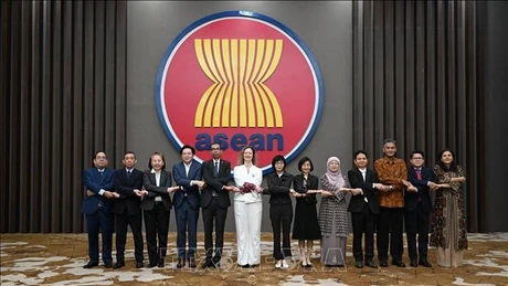 各国代表团团长合影。（图片来源：越通社）