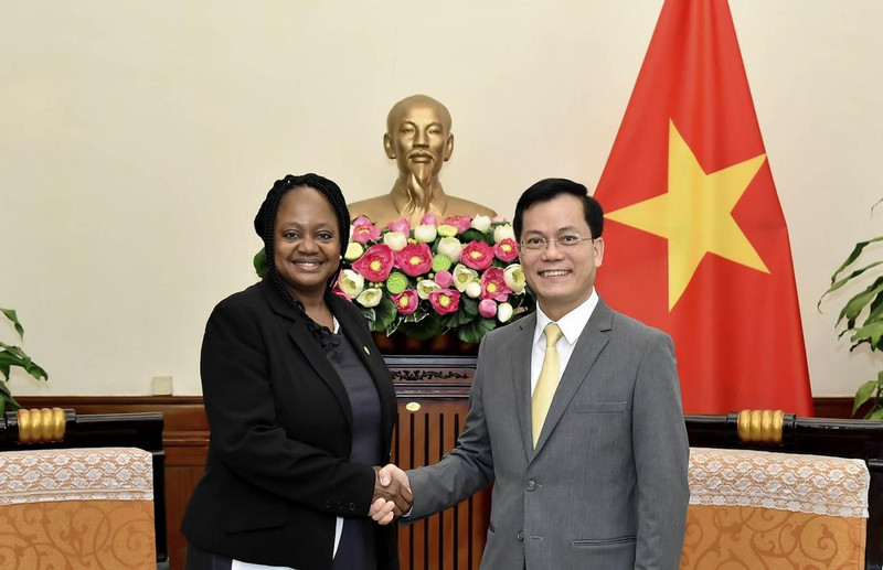 越南外交部副部长何金玉会见了正在对越南进行访问的美国负责军控与国际安全事务的副国务卿邦妮･詹金斯。（图片来源：国际报）