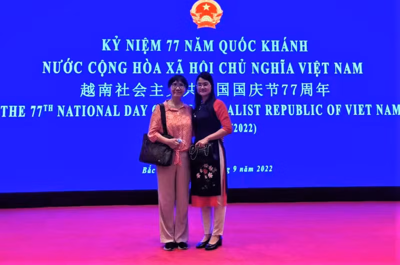 王枫女士在北京出席庆祝越南国庆的活动。（王枫女士 供图）