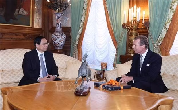 越南政府总理范明正会见卢森堡大公亨利。