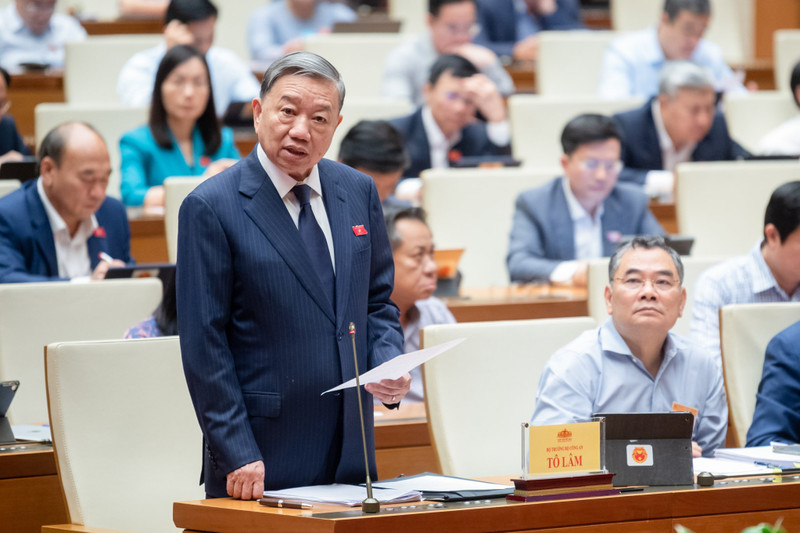 越南公安部部长苏林回答质询。