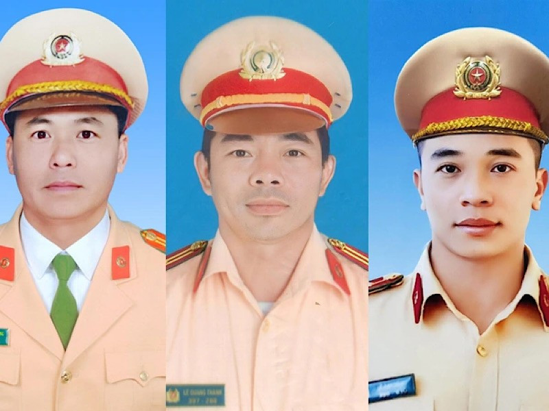 在林同省保禄山口山体滑坡事故中执行任务时牺牲的三名烈士。