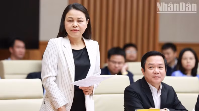 宁平省委书记阮氏秋河在会上发表讲话。