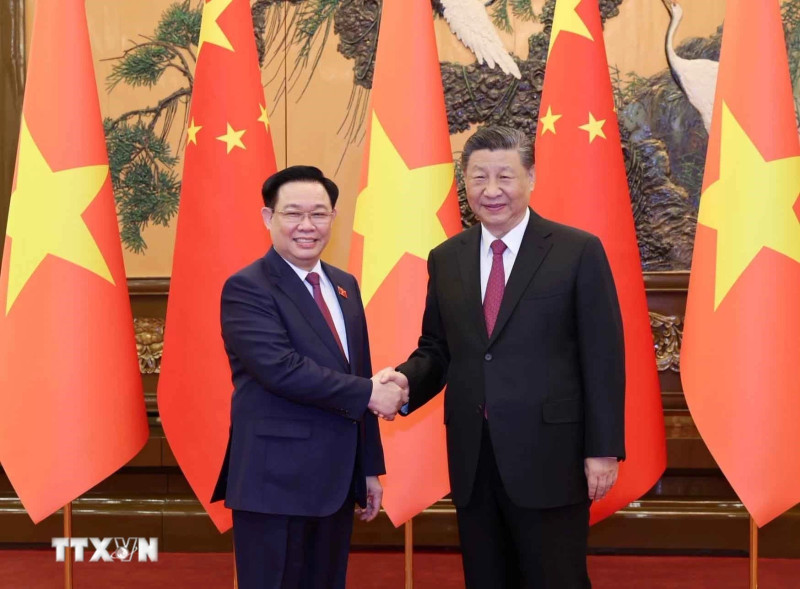 越南国会主席王廷惠会见中共中央总书记、中国国家主席习近平。